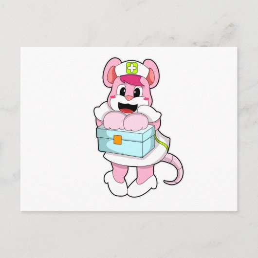 Carte Postale Rat en infirmière avec boîte (Devant)
