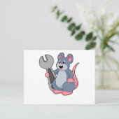 Carte Postale Rat en tant que mécanicien avec clé (Debout devant)