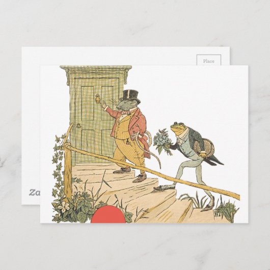 Carte Postale Rat et grenouille dans les fleurs de Tuxedo (Devant / Derrière)