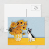 Carte Postale Rat Terrier - Tournesols (Devant / Derrière)