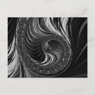 Carte Postale Ratio d'or du Nautilus noir fractal moderne