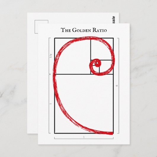 Carte Postale Ratio d'or - Spirale Fibonacci (Devant / Derrière)