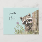 Carte Postale Raton laveur avec fleur (Devant)