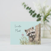 Carte Postale Raton laveur avec fleur (Debout devant)