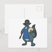 Carte Postale Raton laveur avec pinceau (Devant / Derrière)