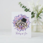 Carte Postale Raton laveur avec un chapeau et une tasse de café. (Debout devant)