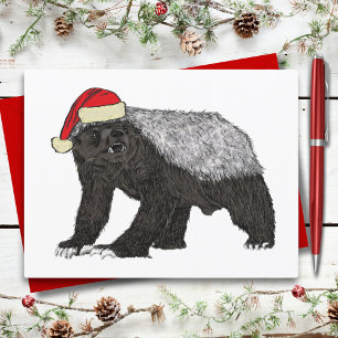 Carte Postale Raton laveur miel festif Santa Noël drôle badass
