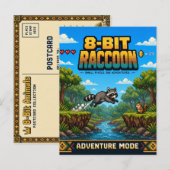 Carte Postale Raton laveur, Pixel Art 8 Bits Rétro (Devant / Derrière)