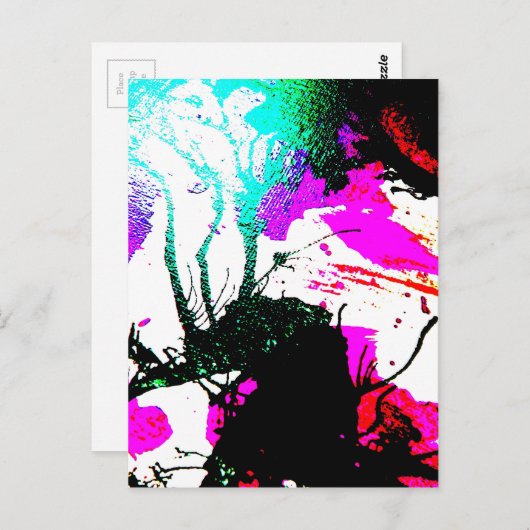 Carte Postale Rave neon partie abstrait (Devant / Derrière)