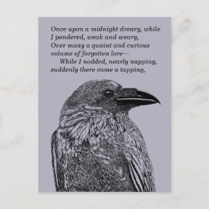 Carte Postale Raven Illustration & Poem Se Rejoindre