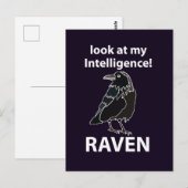 Carte Postale Raven Regarde Mon Corbeau D'Intelligence (Devant / Derrière)