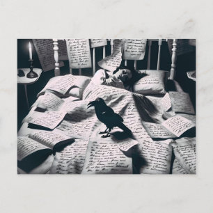Carte Postale Raven regarde une femme qui dort