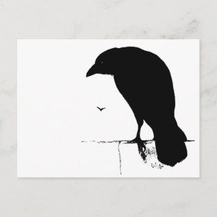 Carte Postale Raven Silhouette - Goth Ravens et Crows Vintages