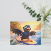 Carte Postale Raven Surfing On Tropical Beach With Wings Spread (Debout devant)