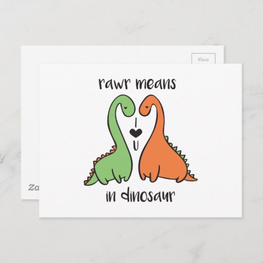 Carte Postale Rawr À Dinosaur (Devant / Derrière)