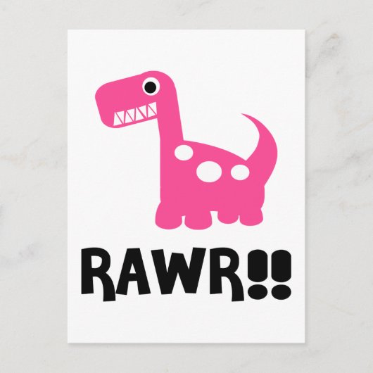 Carte Postale Rawr Dino Rose (Devant)
