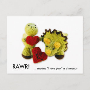Carte Postale RAWR !, ... signifie "Je t'aime" en dinosaure