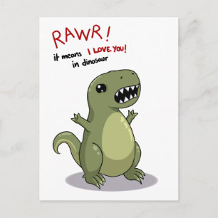 Carte Postale Rawr veut dire que je t'aime à Dinosaur