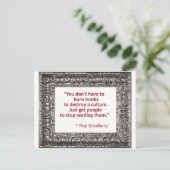 Carte Postale Ray Bradbury Citation Sur La Gravure De Livres (Debout devant)