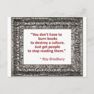 Carte Postale Ray Bradbury Citation Sur La Gravure De Livres