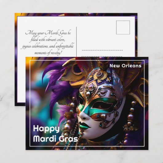 Carte Postale 💚 💜 Rayon Régal 💛 : Mardi Gras Majesty (Devant / Derrière)