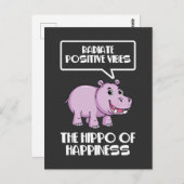 Carte Postale Rayonner Vibes positives Hippo du bonheur (Devant / Derrière)