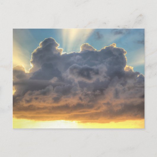 Carte Postale Rayons de coucher du soleil de lumière par les (Devant)