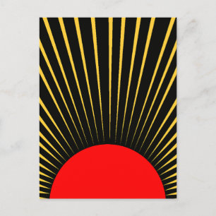 Carte Postale Rayons de soleil rouge et jaune élégants