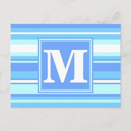 Carte Postale Rayures bleu ciel Monogram (Devant)