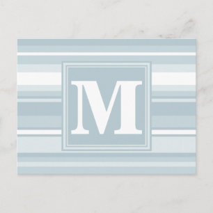 Carte Postale Rayures bleu glace Monogram