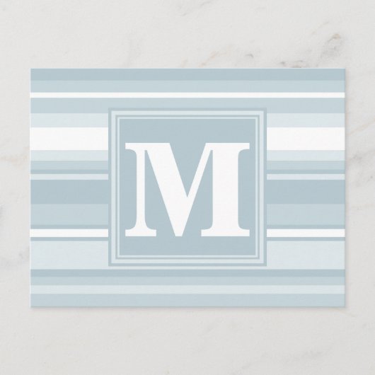 Carte Postale Rayures bleu glace Monogram (Devant)