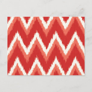 Carte Postale Rayures chevron Ikat - Orange rouille et Blanc