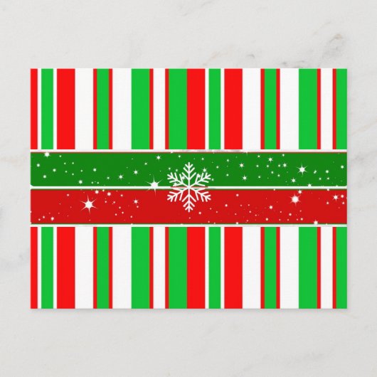 Carte Postale rayures de Noël et étincelles, design de vacances (Devant)