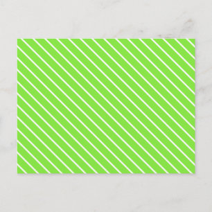 Carte Postale Rayures diagonales - vert citron et blanc