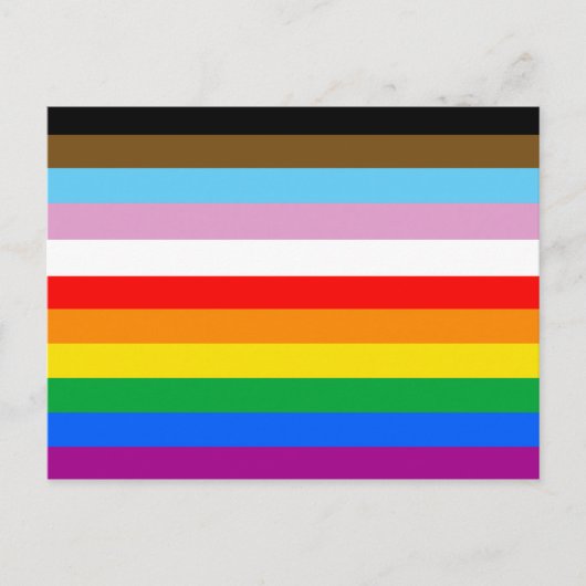 Carte Postale Rayures du drapeau de progrès LGBTQ+ (Devant)