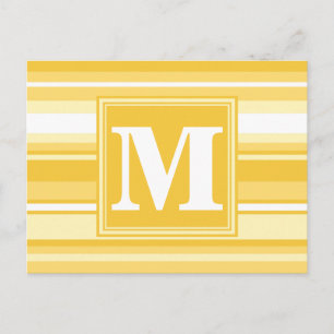 Carte Postale Rayures jaunes monogramme