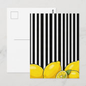 Carte Postale Rayures noires et blanches avec des citrons (Devant / Derrière)