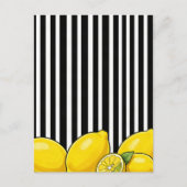 Carte Postale Rayures noires et blanches avec des citrons (Devant)