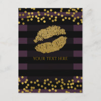 Rayures noires et violettes Faux Feuille d'or Poin