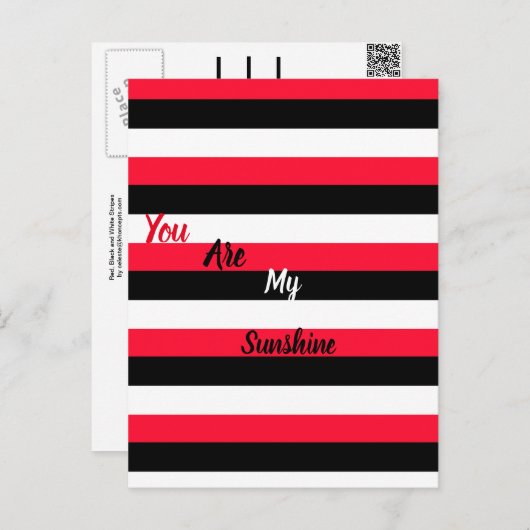 Carte Postale Rayures rouges, noires et blanches (Devant / Derrière)