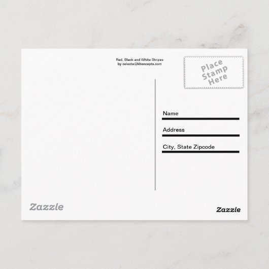 Carte Postale Rayures rouges, noires et blanches (Dos)