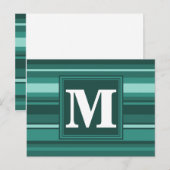 Carte Postale Rayures sarcelle monogramme (Devant / Derrière)