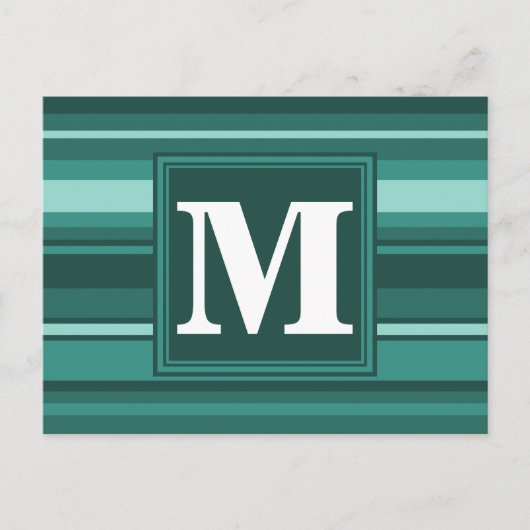 Carte Postale Rayures sarcelle monogramme (Devant)