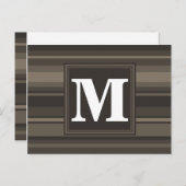 Carte Postale Rayures taupe monogramme (Devant / Derrière)