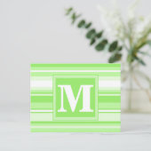 Carte Postale Rayures vert citron monogramme (Debout devant)