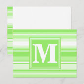 Carte Postale Rayures vert citron monogramme (Devant / Derrière)