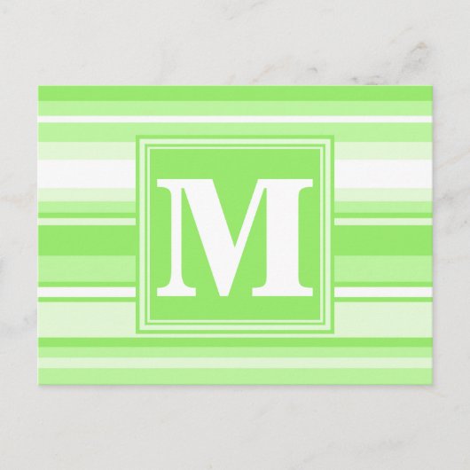 Carte Postale Rayures vert citron monogramme (Devant)