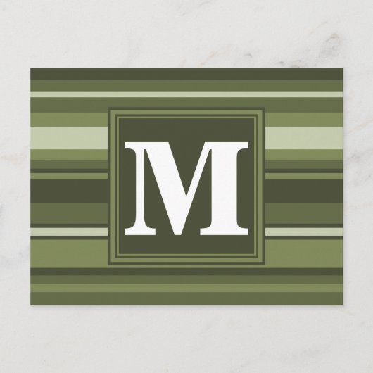 Carte Postale Rayures vert olive Monogram (Devant)