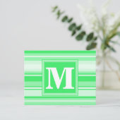 Carte Postale Rayures vert printemps monogramme (Debout devant)