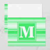 Carte Postale Rayures vert printemps monogramme (Devant / Derrière)